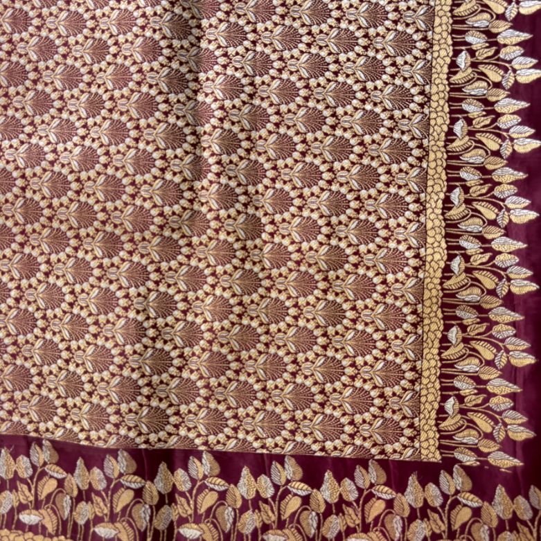 Maroon Banarasi Mashru mango silk saree