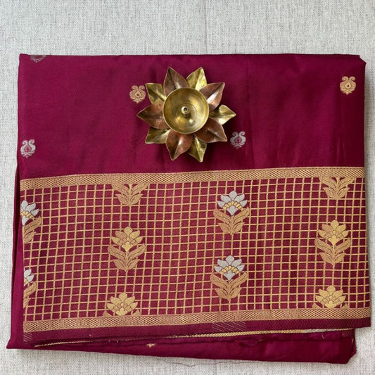 Maroon Banarasi Crape silk saree