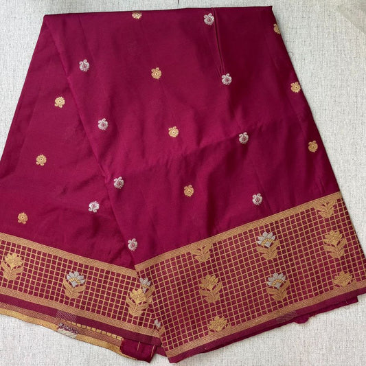 Maroon Banarasi Crape silk saree