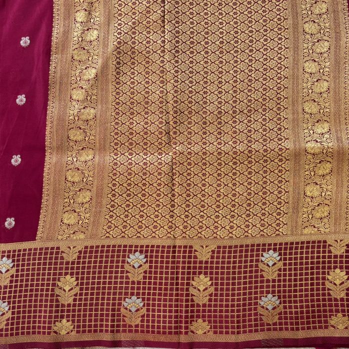 Maroon Banarasi Crape silk saree