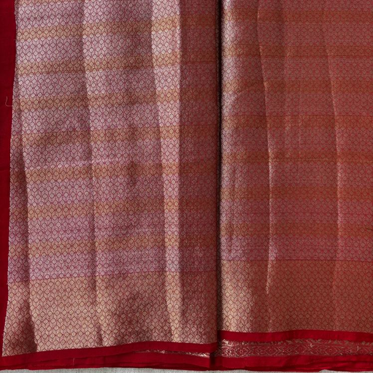 Green and Red Contrast Banarasi Georgette saree