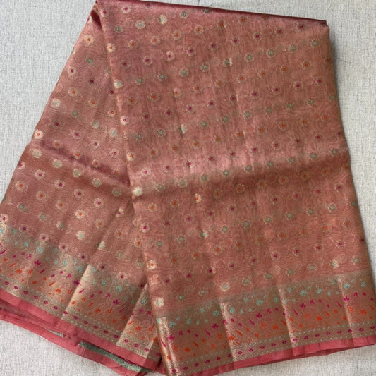 Pink Tissue buti saree