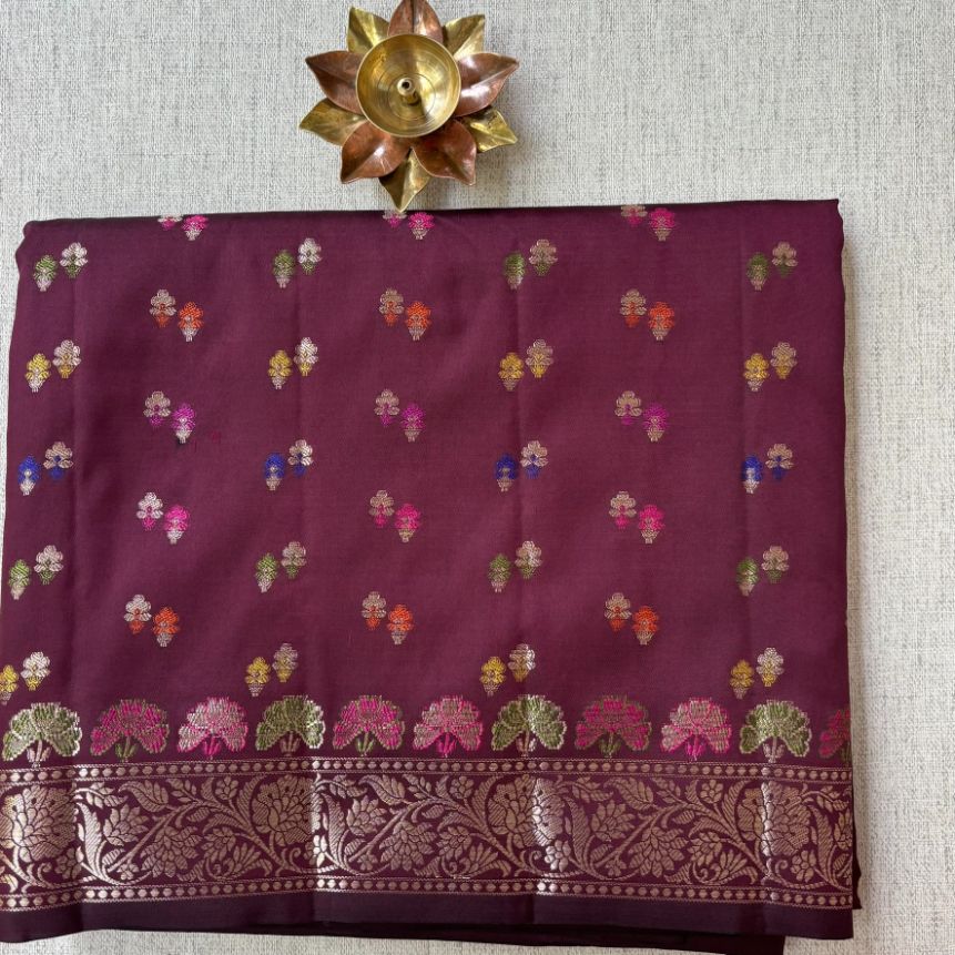 Maroon Booties banarasi silk saree