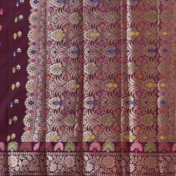 Maroon Booties banarasi silk saree