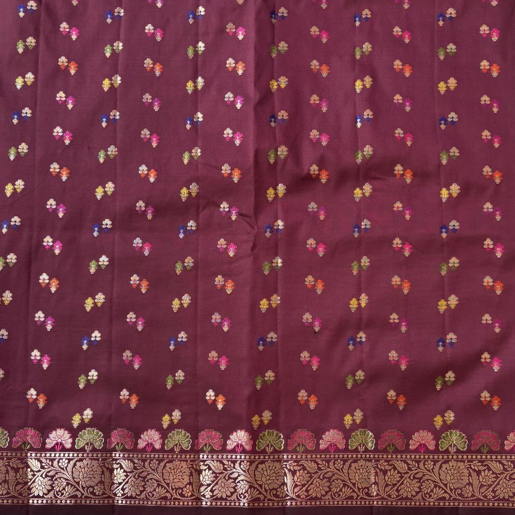 Maroon Booties banarasi silk saree