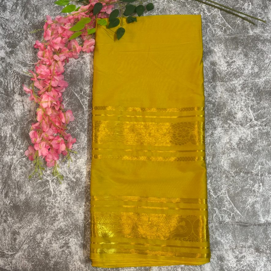 Yellow Premium Bentex Mysore crape silk semi