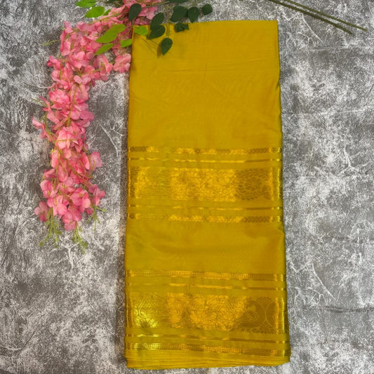 Yellow Premium Bentex Mysore crape silk semi