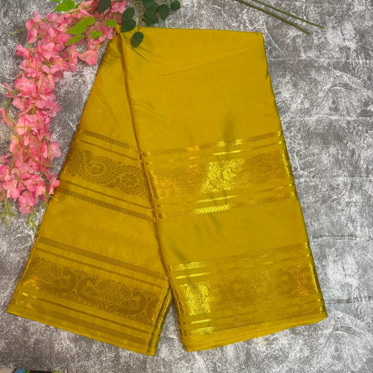 Yellow Premium Bentex Mysore crape silk semi