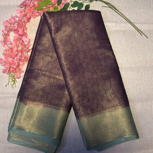 Wine brocade crape silk saree