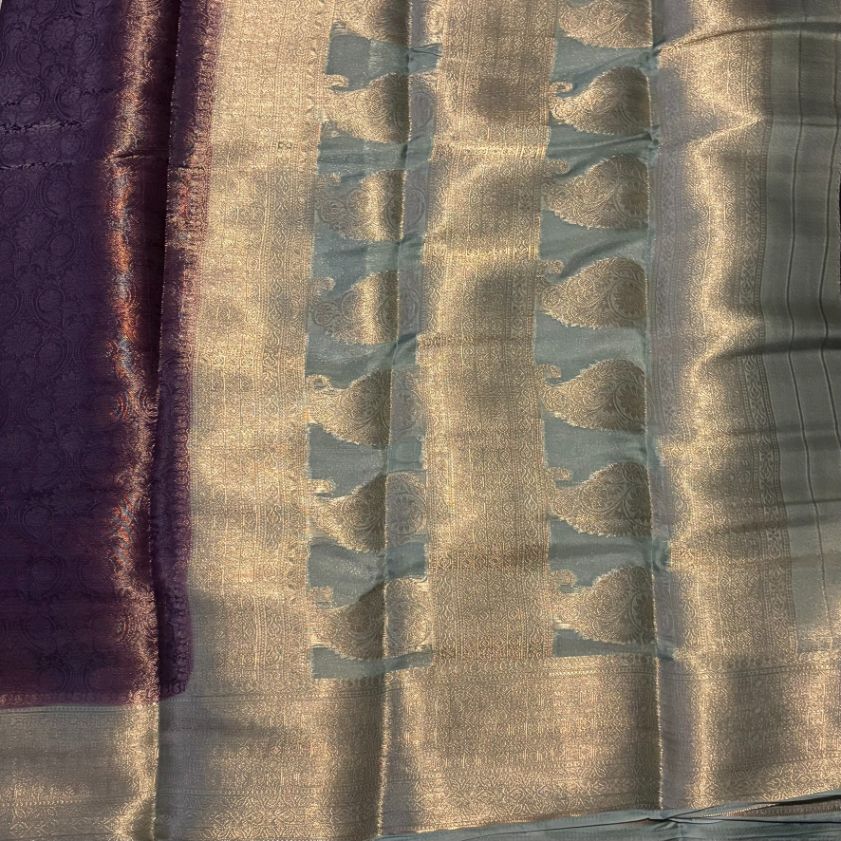 Wine brocade crape silk saree