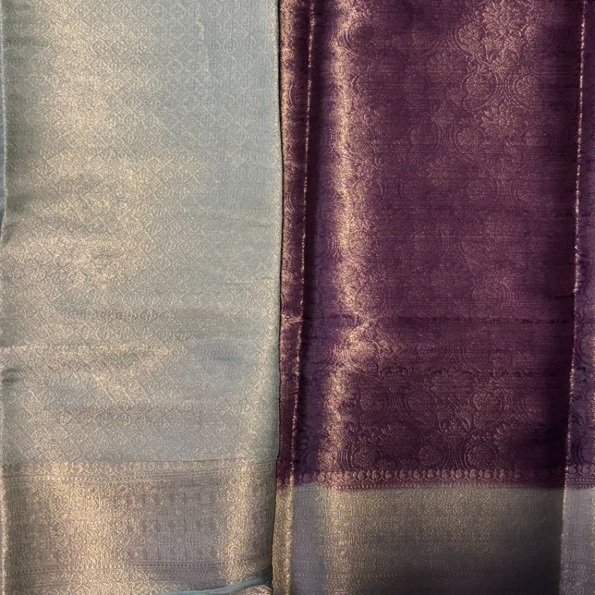 Wine brocade crape silk saree