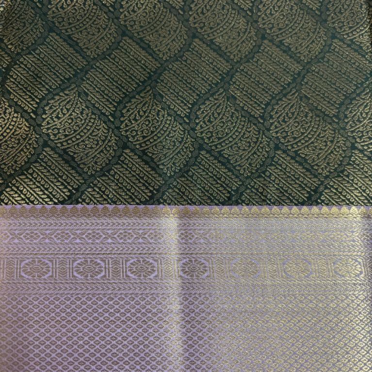 Green and Lavender pure mix kanjivaram saree