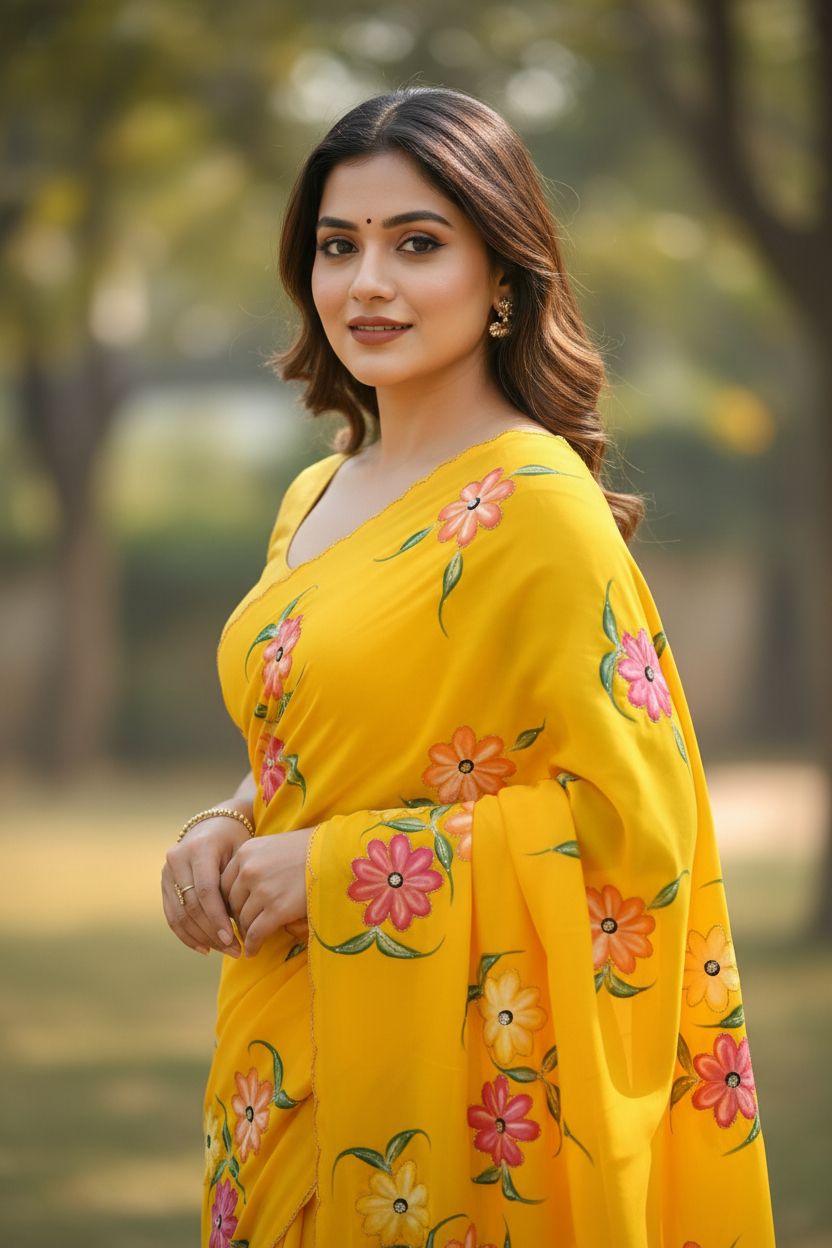 Pure Georgette Handwork saree