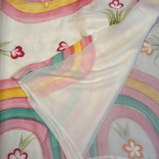 Pure Georgette Handwork saree