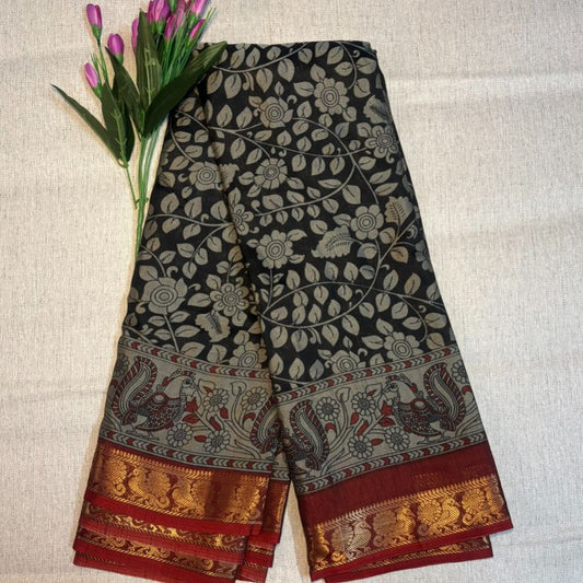Kalamkari Soft Dola Silk saree