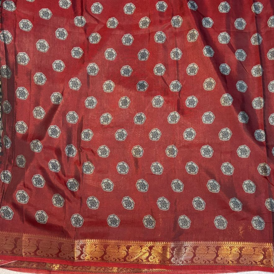 Kalamkari Soft Dola Silk saree