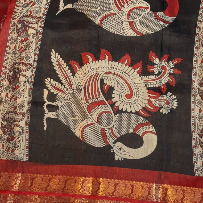 Kalamkari Soft Dola Silk saree