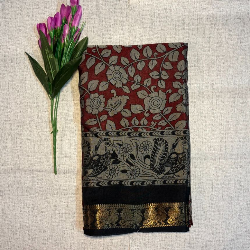 Kalamkari Soft Dola Silk saree