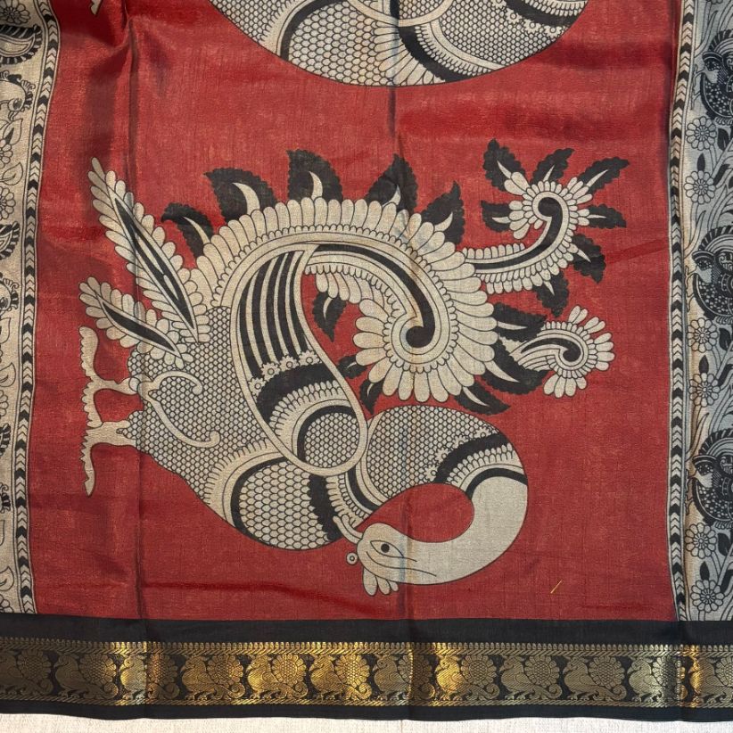 Kalamkari Soft Dola Silk saree
