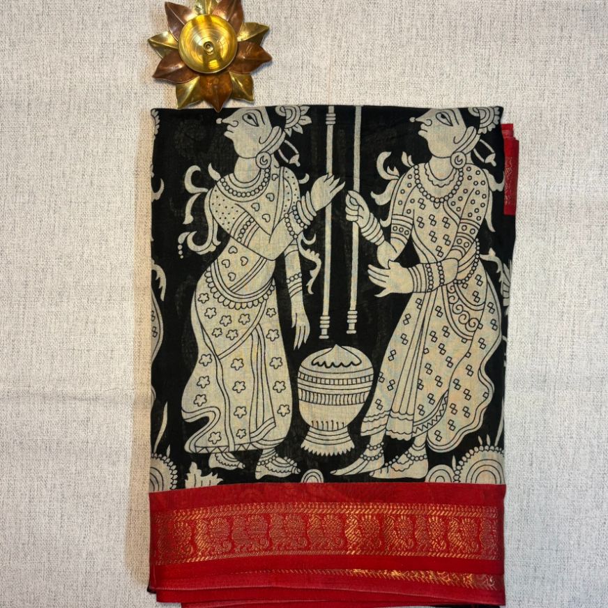 Kalamkari Soft Dola Silk saree
