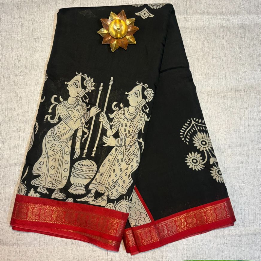 Kalamkari Soft Dola Silk saree