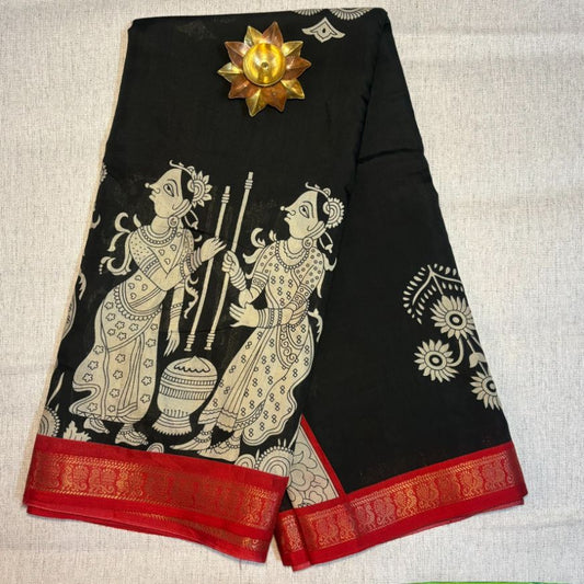 Kalamkari Soft Dola Silk saree
