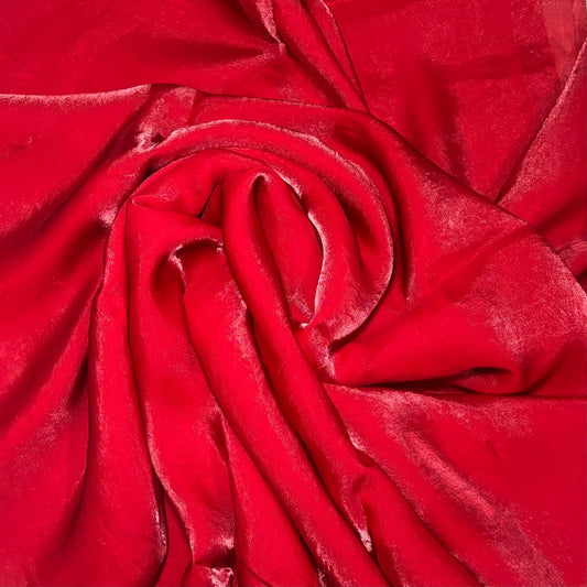 Red Party Wear plain saree with Embroidery Blouse