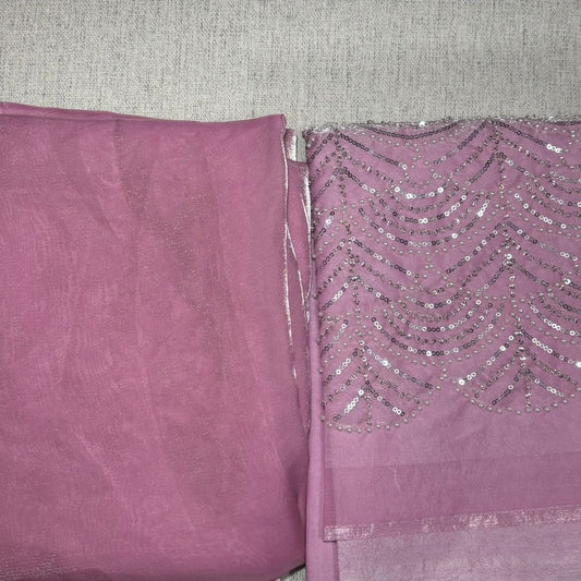 Pink Party Wear plain saree with Embroidery Blouse