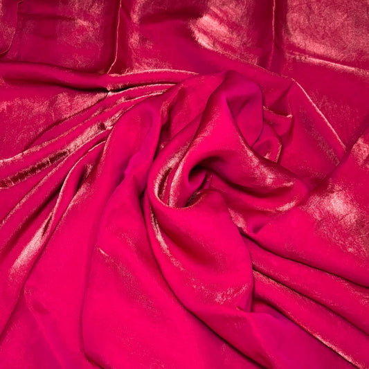 Rani Pink Party Wear plain saree with Embroidery Blouse