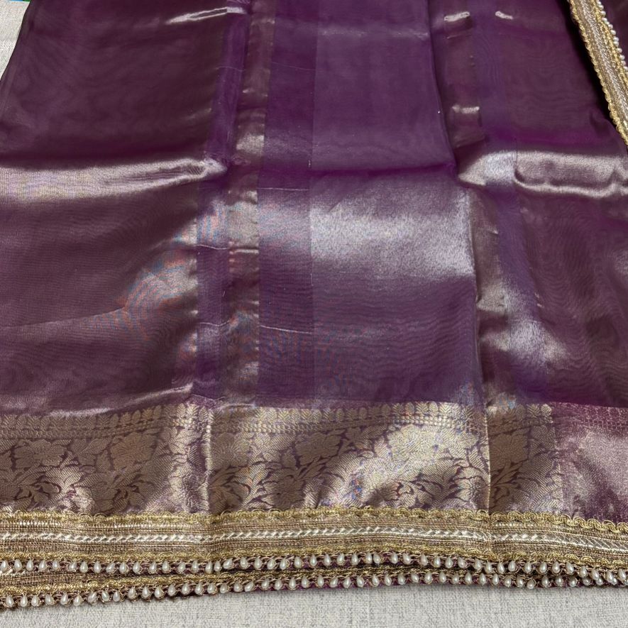 Janhvi Kapoor Inspired Soft Tissue Silk Saree with Handmade Cutwork Laces - Onion Pink