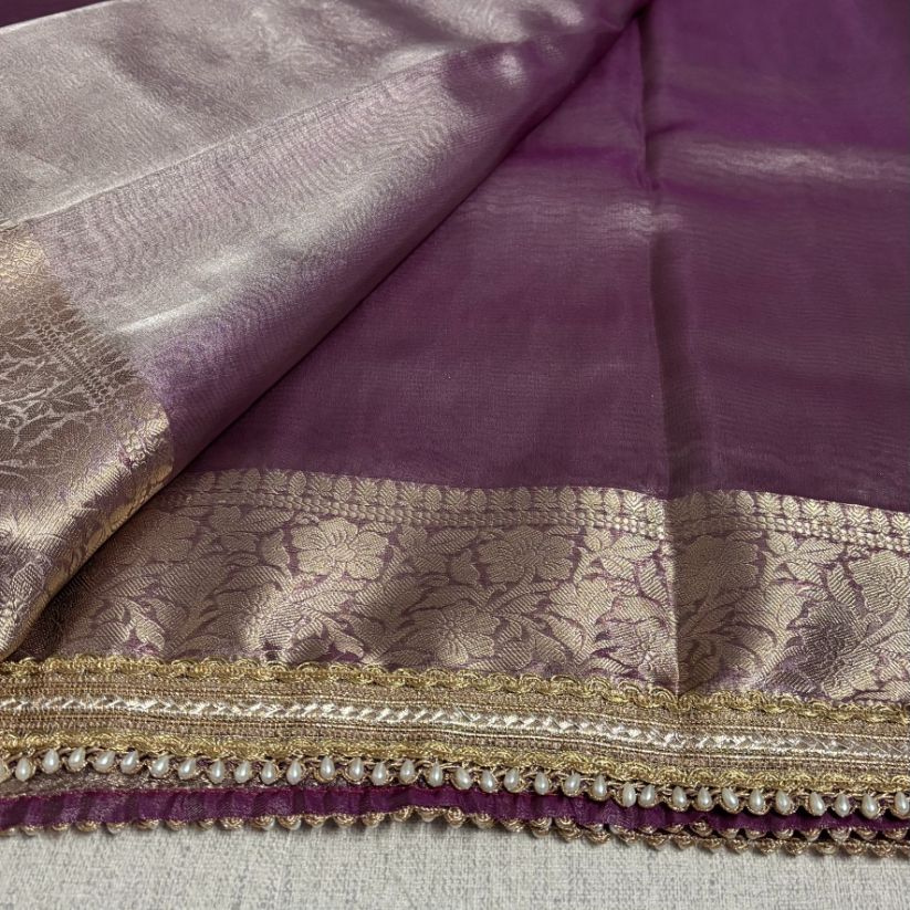 Janhvi Kapoor Inspired Soft Tissue Silk Saree with Handmade Cutwork Laces - Onion Pink