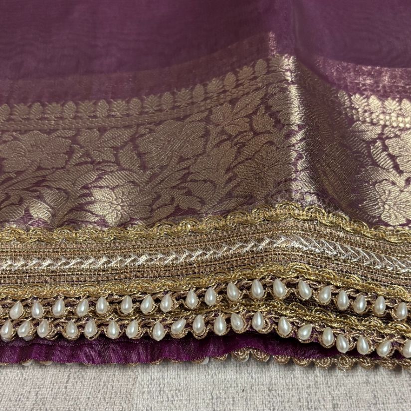 Janhvi Kapoor Inspired Soft Tissue Silk Saree with Handmade Cutwork Laces - Onion Pink