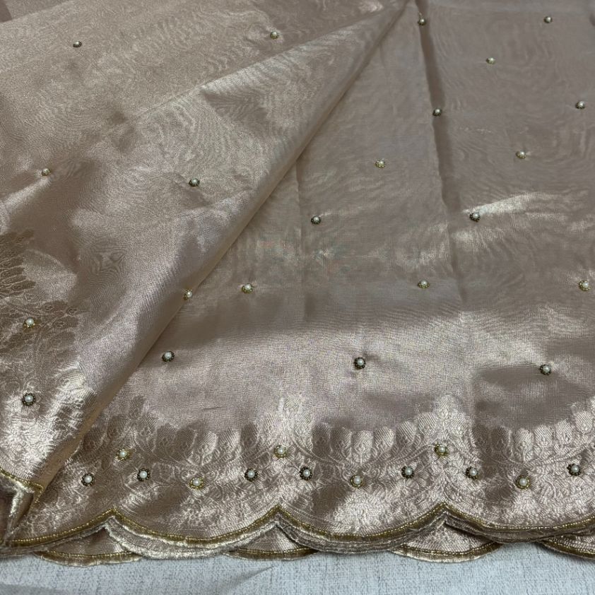 Soft Glass Tissue Aari Handwork saree