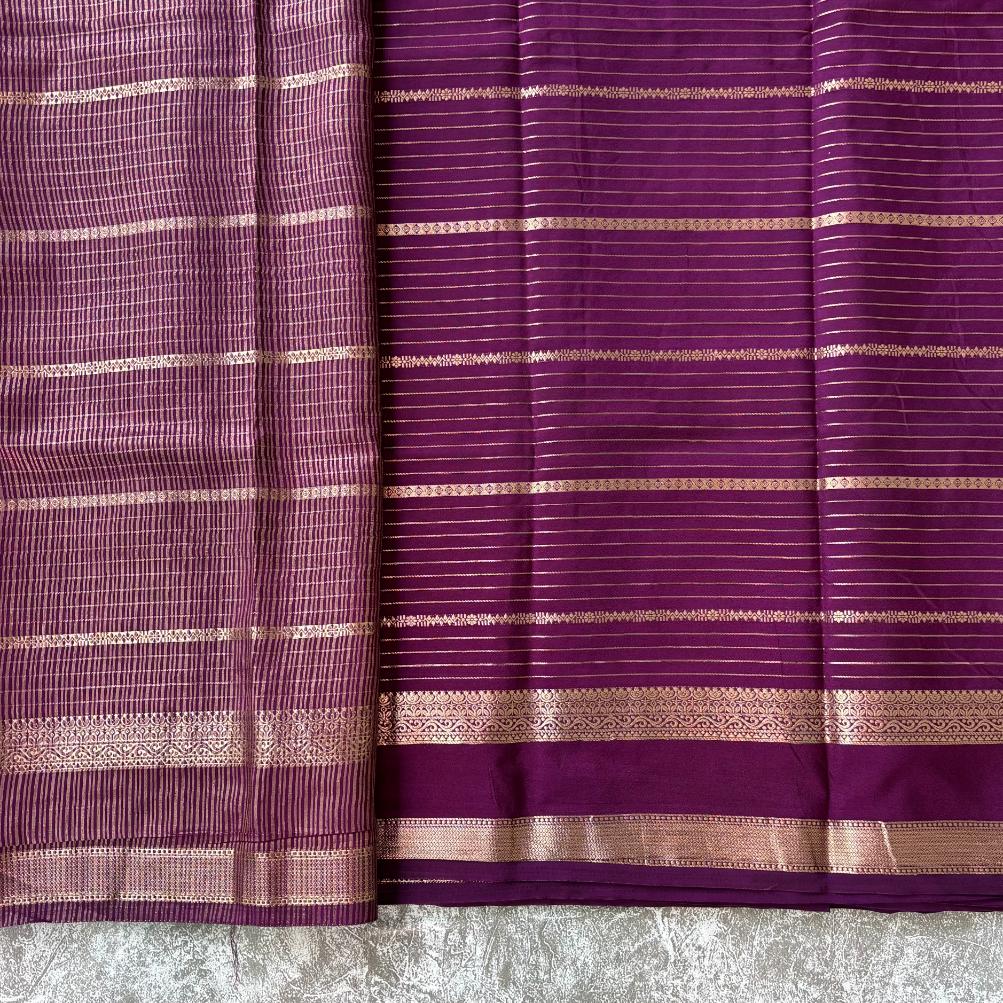 Mint green with wine digital print Mysore crape silk semi