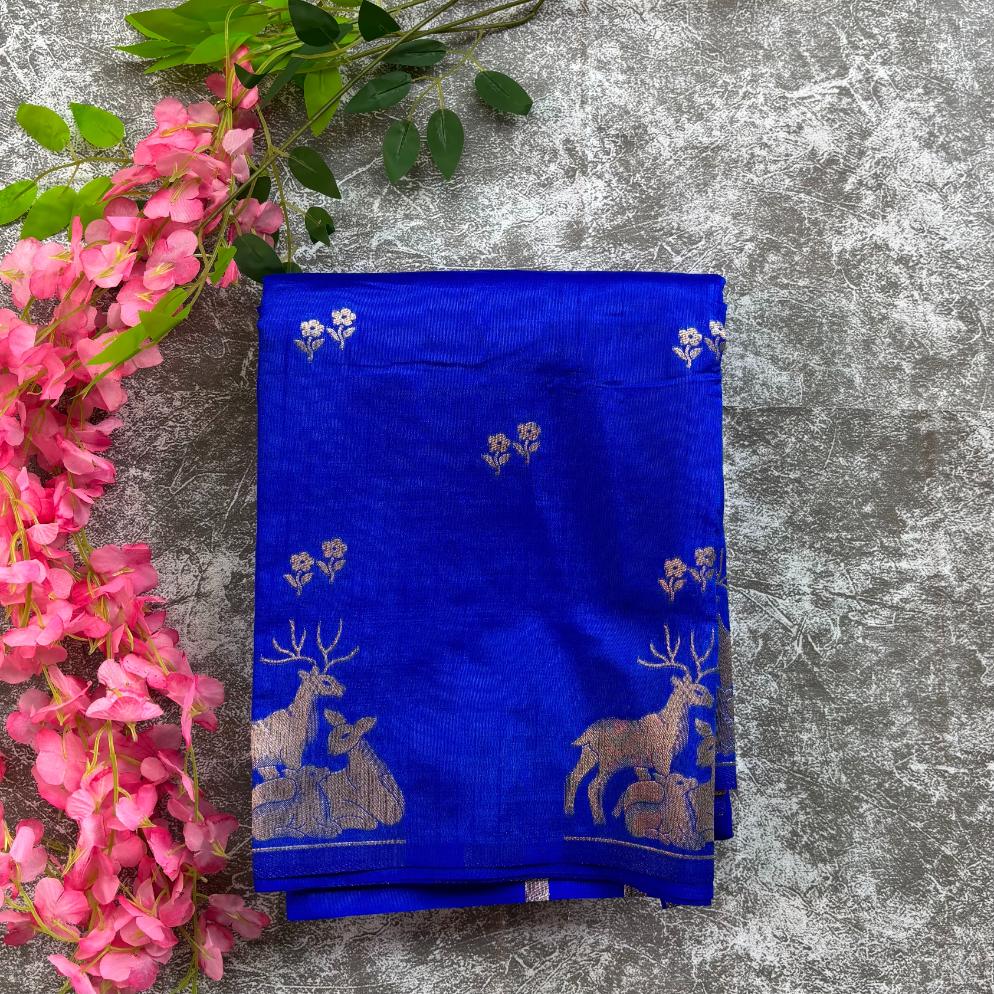 Royal blue premium viscose saree