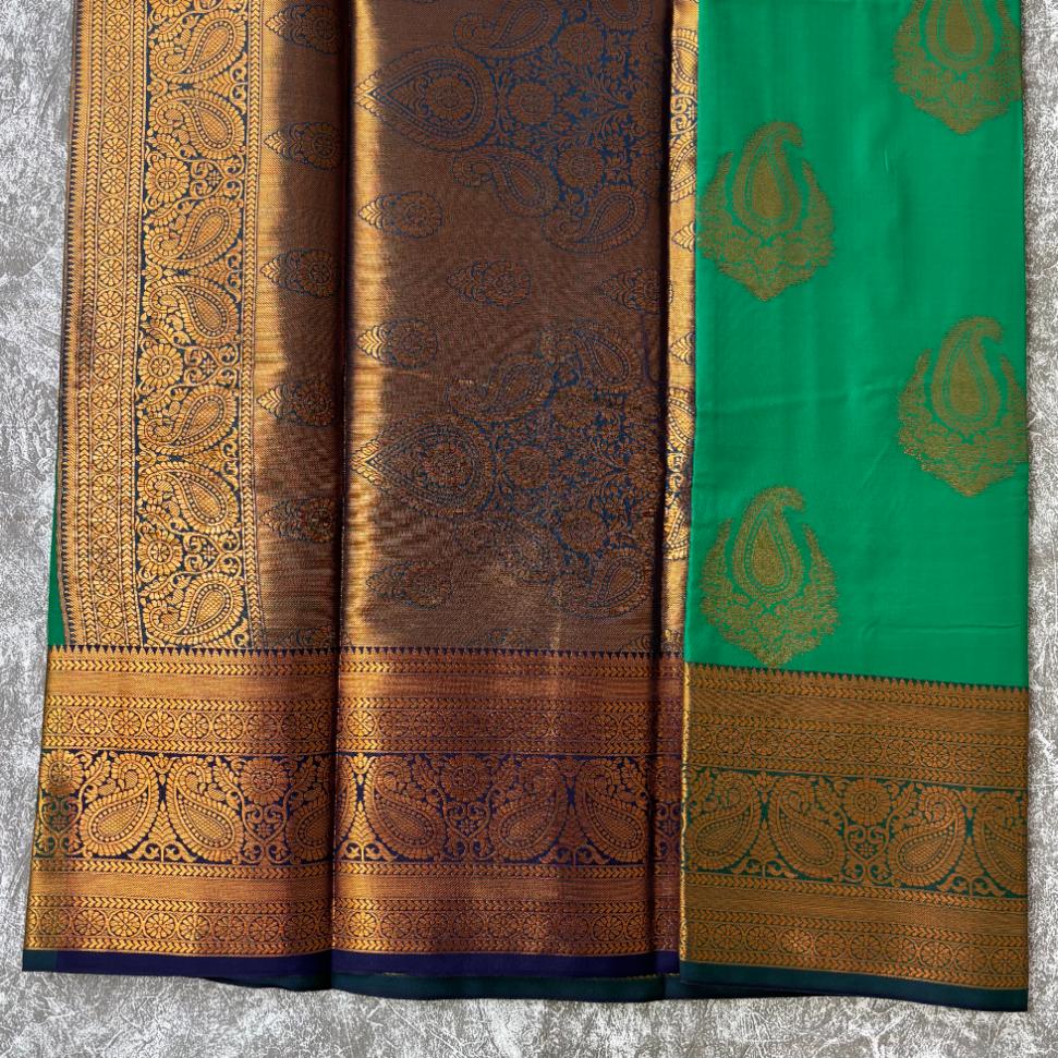 Green semi kanchi saree