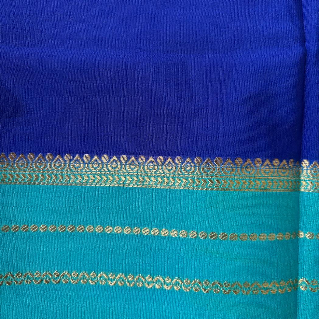 Blue striped premium semi mysore crape saree