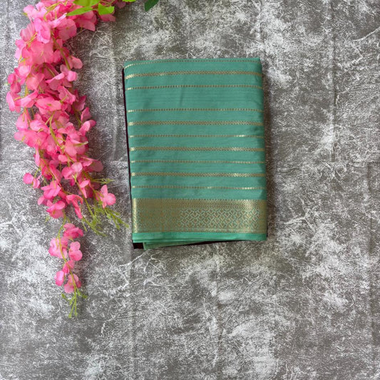 Deep Wine and sea green premium semi mysore crape saree