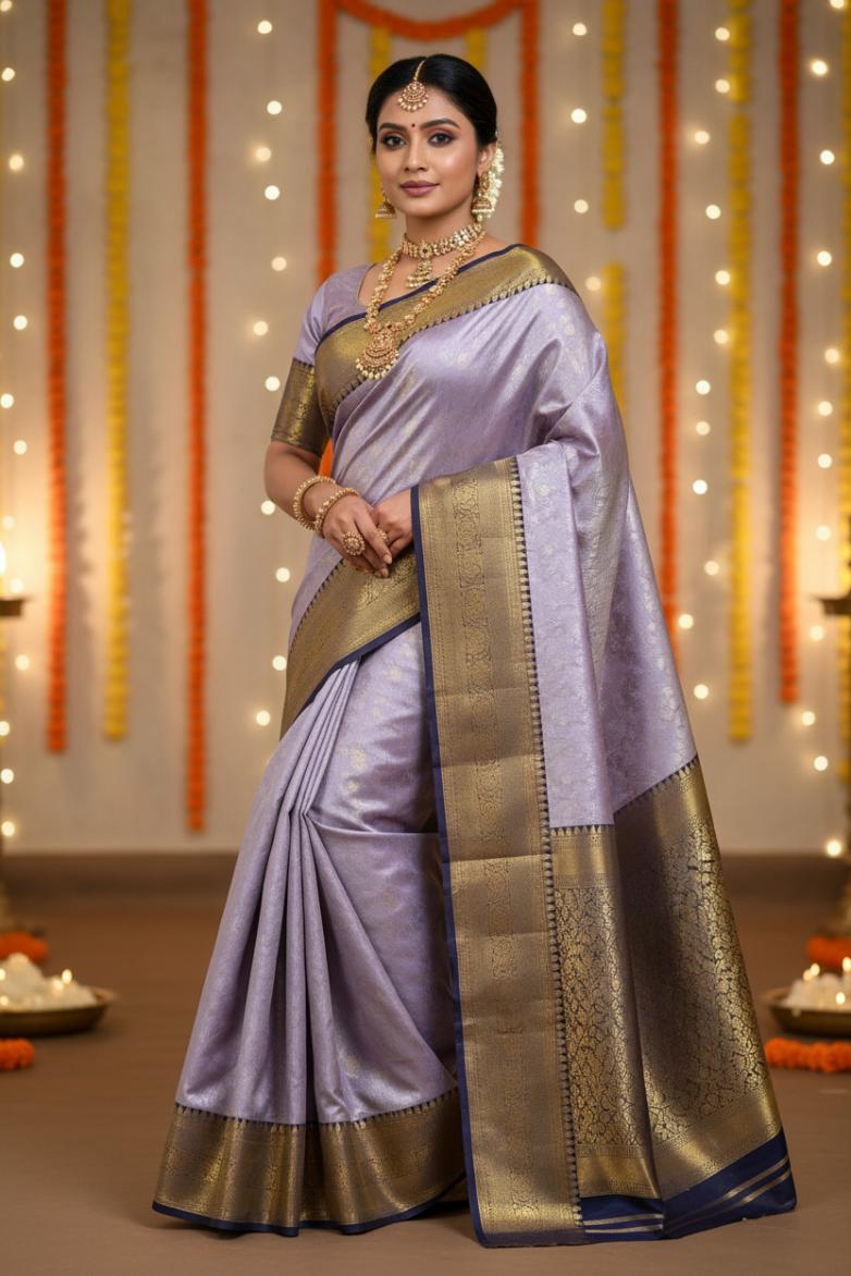 Lavender Soft tissue silk saree